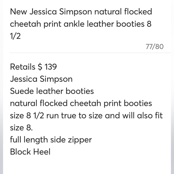 New Jessica Simpson, suede leather cheetah print ankle booties, 8 1/2 - Picture 13 of 14